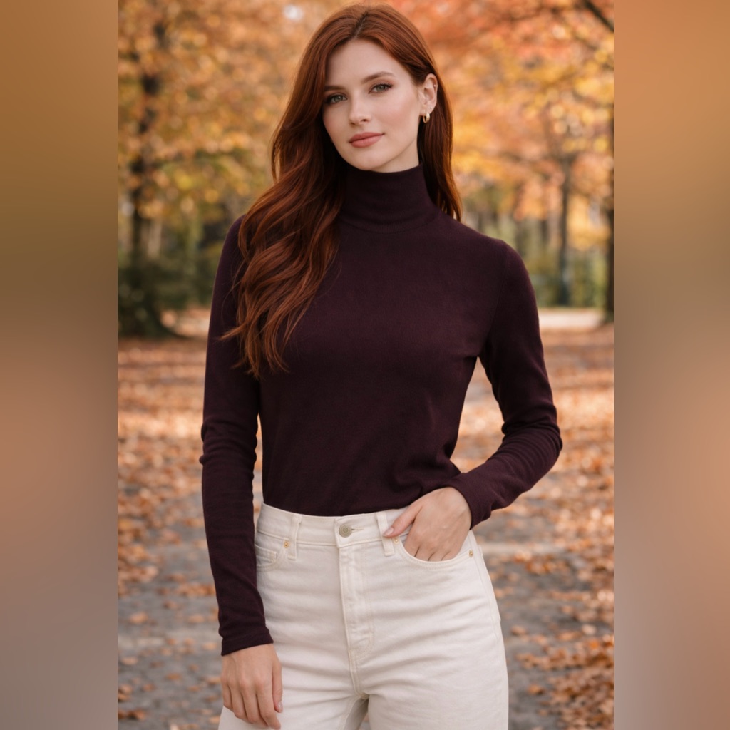 Club Monaco Women's Dark/Burgundy Plum Turtleneck Sweater